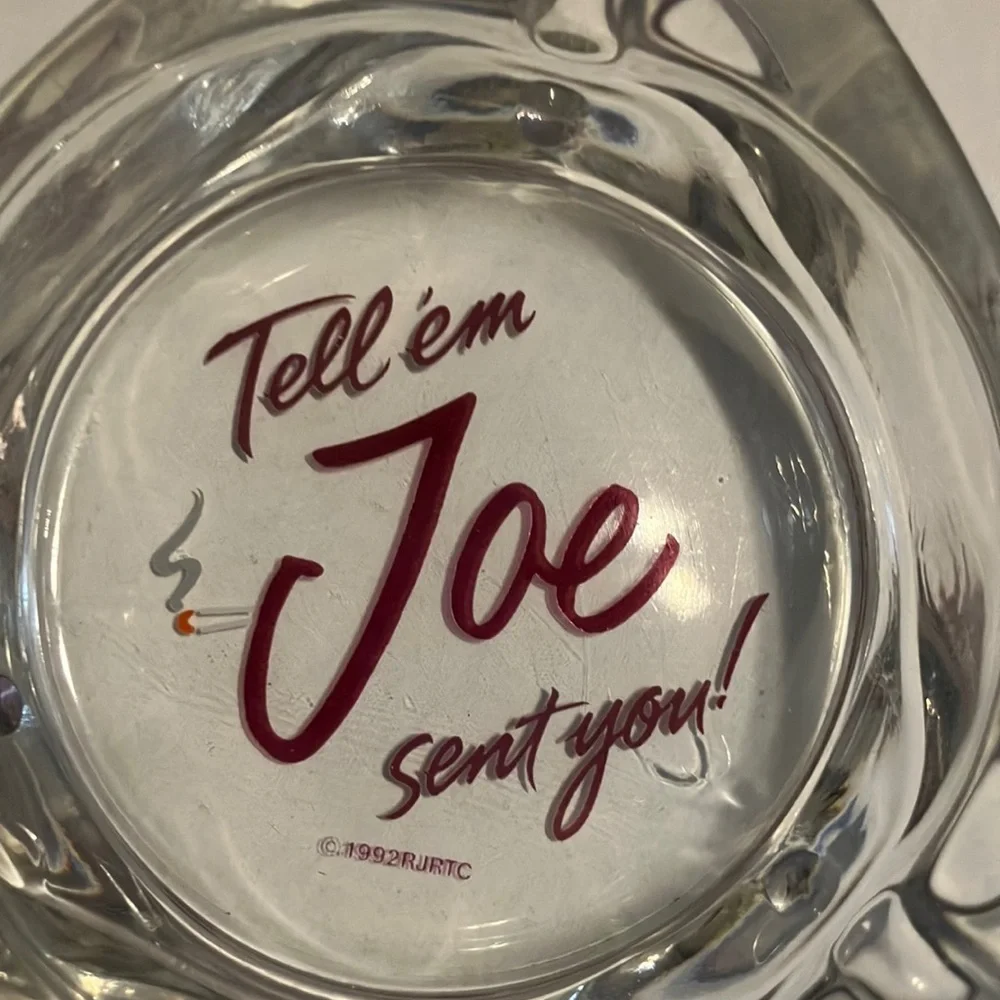 Joe's Lounge Glass Ashtray Set with Blue, Red and‎ Yellow Logo